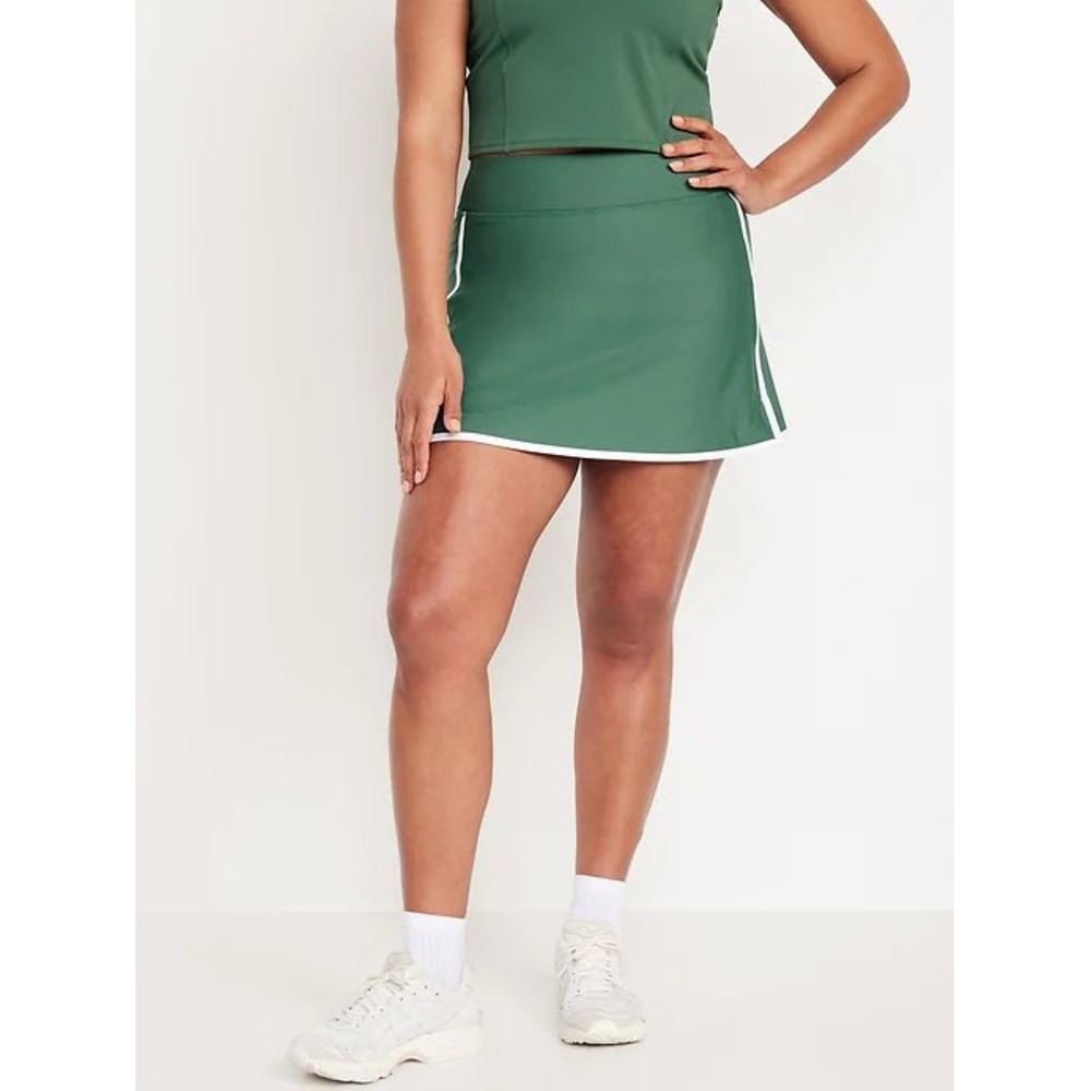 Old Navy Active Powersoft Extra High-Rise Skort Green White Trim Medium NEW